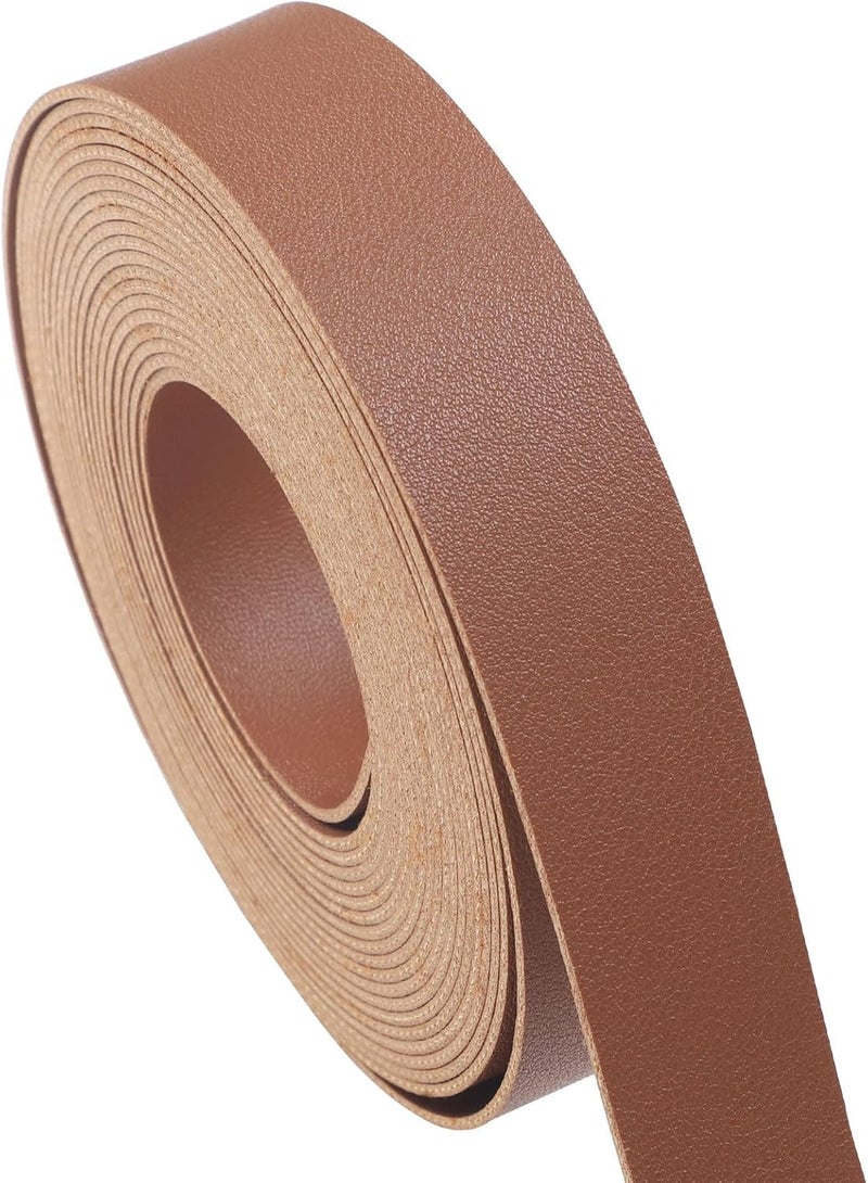 CDY Double Sided Leather Straps: 1 Inch Wide 200 Inches Long Leather Strip for DIY Craft Projects Bag Strap Very Suitable Traction Ropes (Brown) - Image 1
